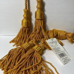 Bullion Gold Drapery Curtain Chair Tie Back 108 Spread Rope 5" Tassel Set of 4